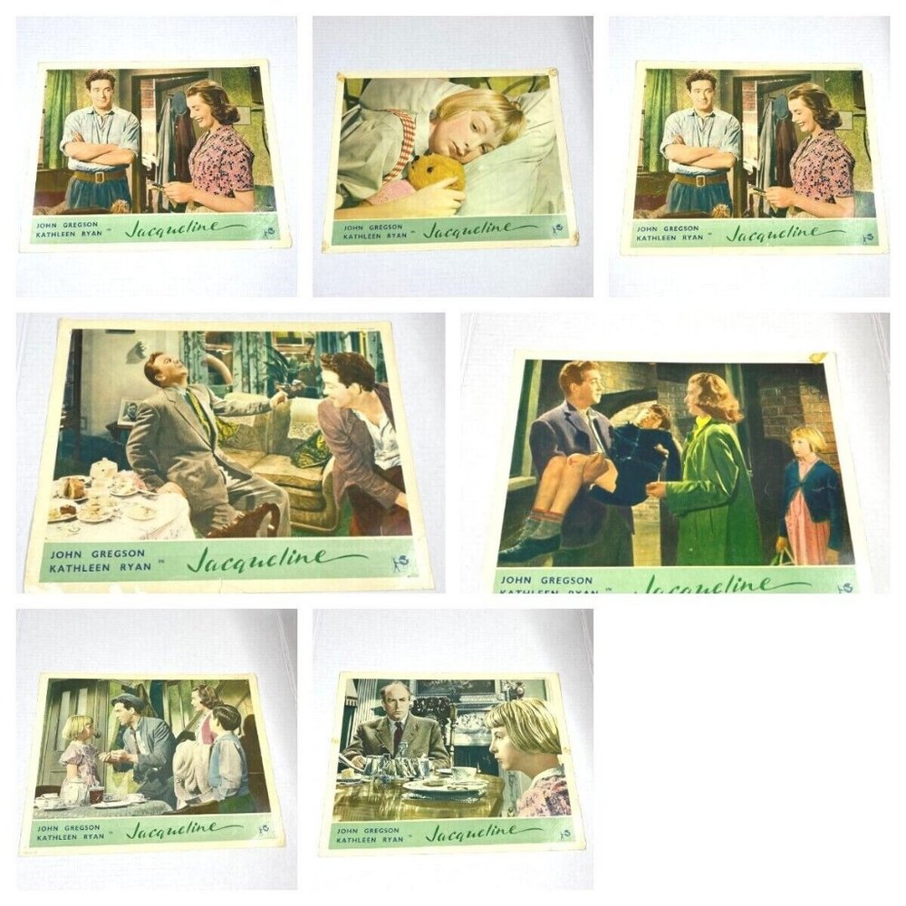 Set of 7 Jacqueline 1956 Lobby Card Movie Poster John Gregson British Comedy